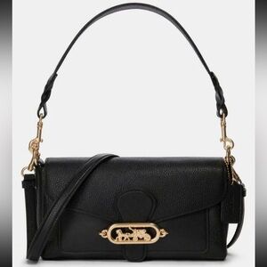 Coach Black Leather Jade Shoulder Bag with Gold Accents new without tag